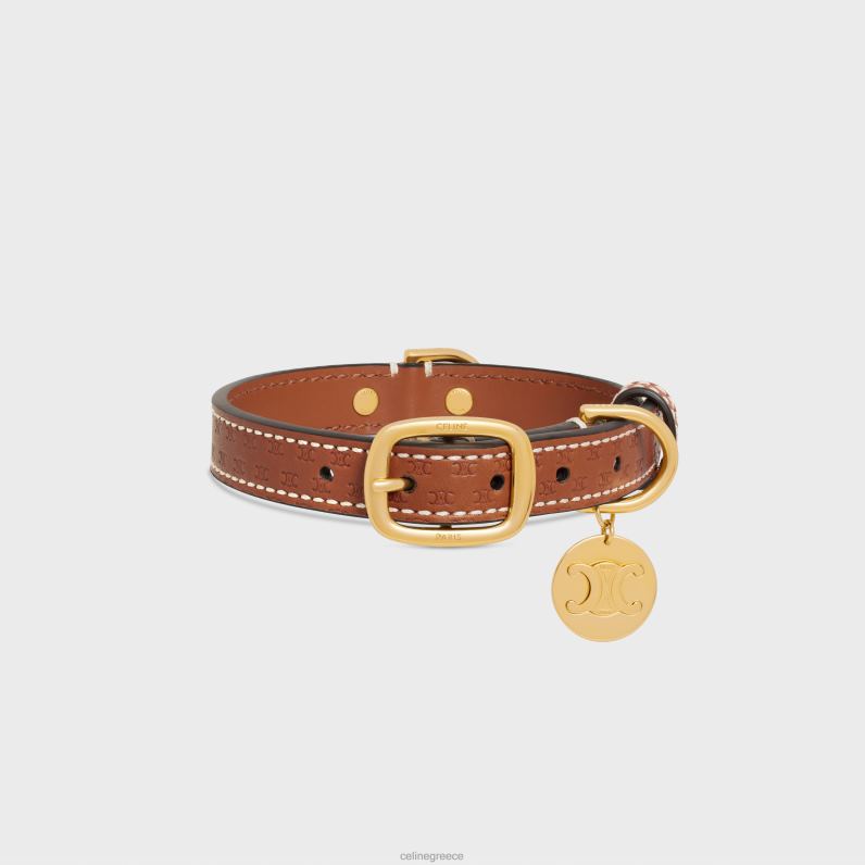 μικρό λεπτό κολάρο σκύλου από φυσικό δέρμα μοσχαριού με ανάγλυφο θρίαμβο άνδρες CELINE 640PT1696 αξεσουάρ βυρσοδέψω