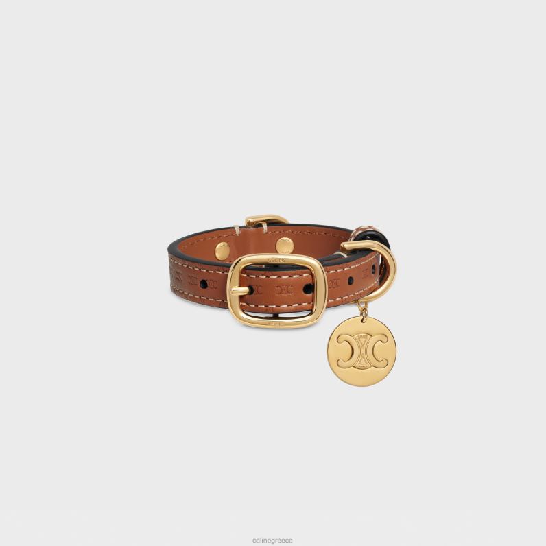 nano εξαιρετικά λεπτό κολάρο σκύλου από φυσικό δέρμα μοσχαριού με ανάγλυφο θρίαμβο άνδρες CELINE 640PT1695 αξεσουάρ βυρσοδέψω
