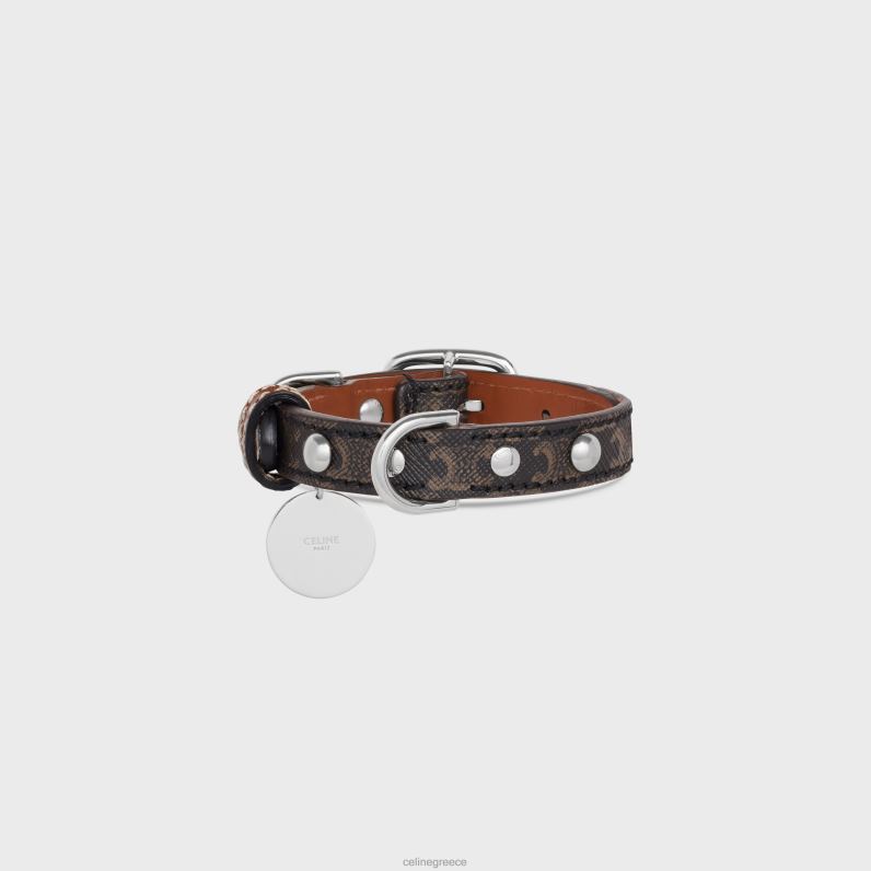 nano εξαιρετικά λεπτό κολάρο σκύλου σε καμβά triomphe & δέρμα μοσχαριού με καρφιά άνδρες CELINE 640PT1737 αξεσουάρ βυρσοδέψω