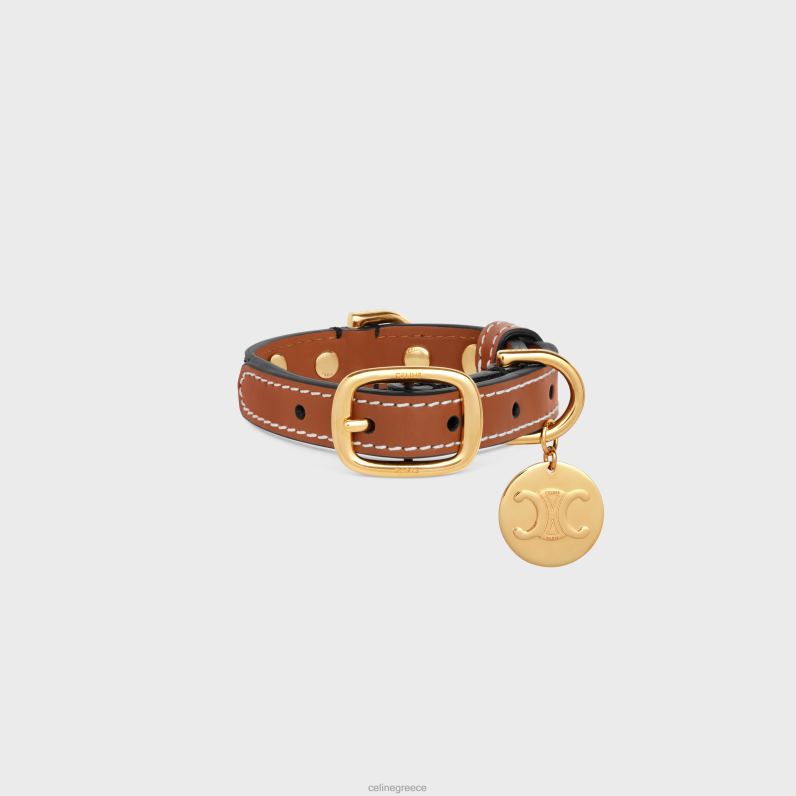 nano εξαιρετικά λεπτό κολάρο σκύλου σε καμβά triomphe & δέρμα μοσχαριού με καρφιά άνδρες CELINE 640PT1751 αξεσουάρ βυρσοδέψω