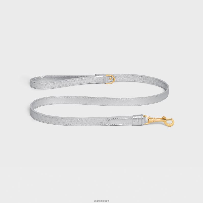 λεπτό λουρί σκύλου από πλαστικοποιημένο δέρμα μόσχου με ανάγλυφο θρίαμβο άνδρες CELINE 640PT1716 αξεσουάρ ασήμι