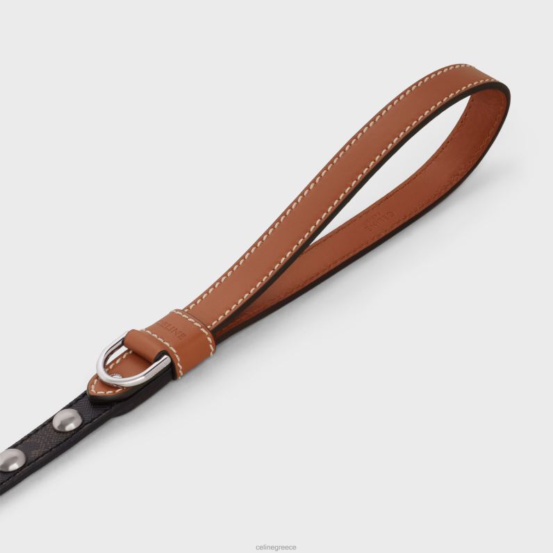 λεπτό λουρί σκύλου σε καμβά triomphe & δέρμα μοσχαριού με καρφιά άνδρες CELINE 640PT1740 αξεσουάρ βυρσοδέψω