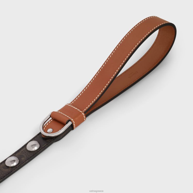 φαρδύ λουρί σκύλου σε καμβά triomphe & δέρμα μοσχαριού με καρφιά άνδρες CELINE 640PT1742 αξεσουάρ βυρσοδέψω