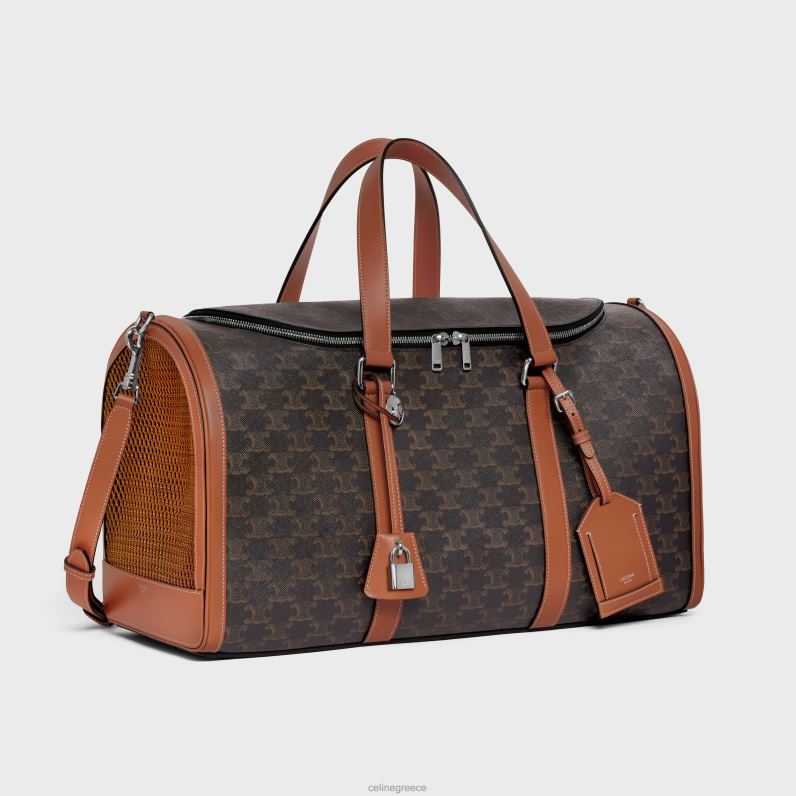 Τσάντα σκύλου ταξιδιού σε καμβά triomphe & μοσχάρι άνδρες CELINE 640PT1700 αξεσουάρ βυρσοδέψω