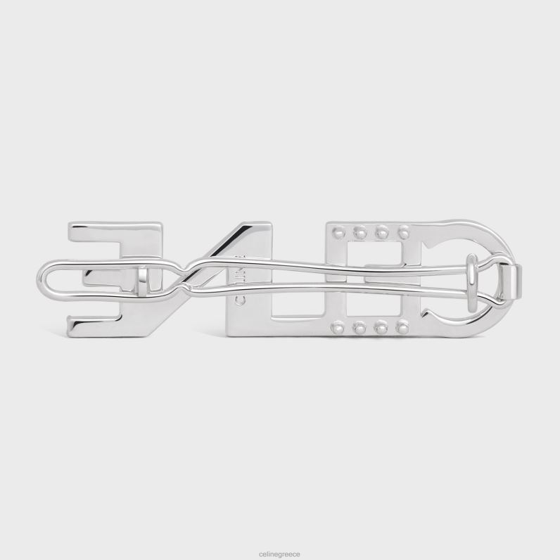Μονόχρωμο κλιπ μαλλιών από ορείχαλκο με φινίρισμα ροδίου & κρύσταλλα γυναίκες CELINE 640PT1056 αξεσουάρ ασήμι