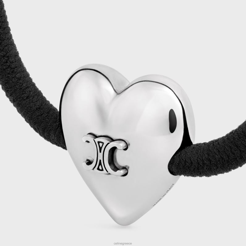 coeur triomphe σετ ελαστικών λωρίδων από ορείχαλκο με φινίρισμα χρυσού & ρόδιου, νάιλον & καουτσούκ γυναίκες CELINE 640PT1055 αξεσουάρ μαύρο/χρυσό/ασημί
