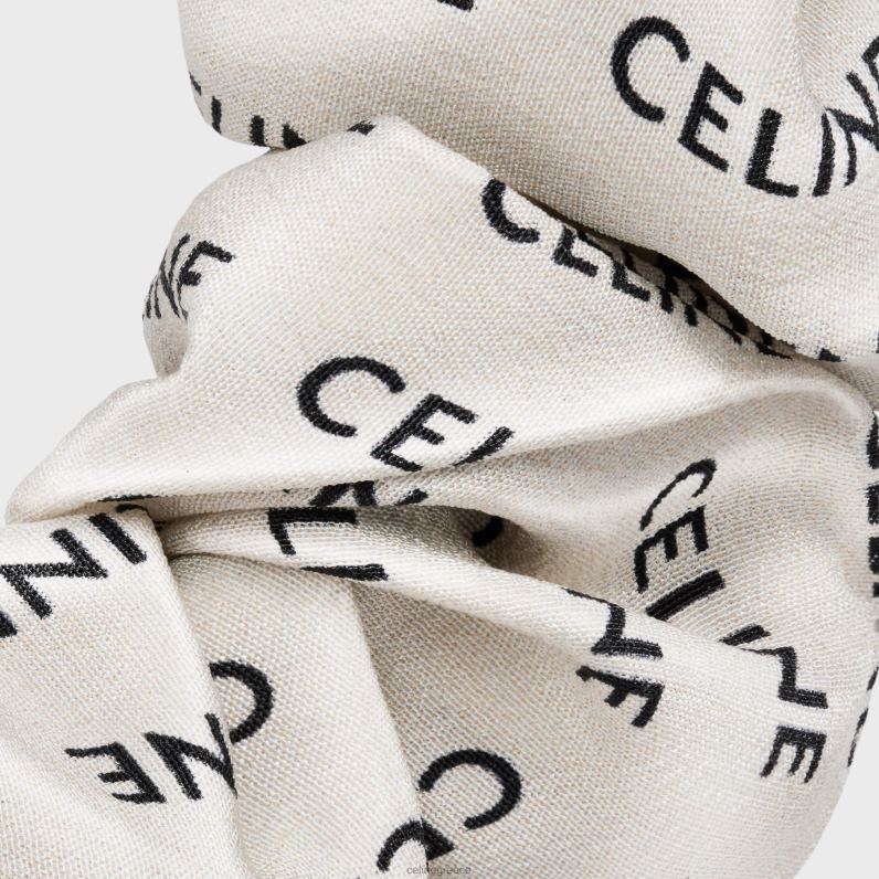 scrunchy rayure από μεταξωτό ορείχαλκο με φινίρισμα γυναίκες CELINE 640PT1236 αξεσουάρ χρυσό & λευκό