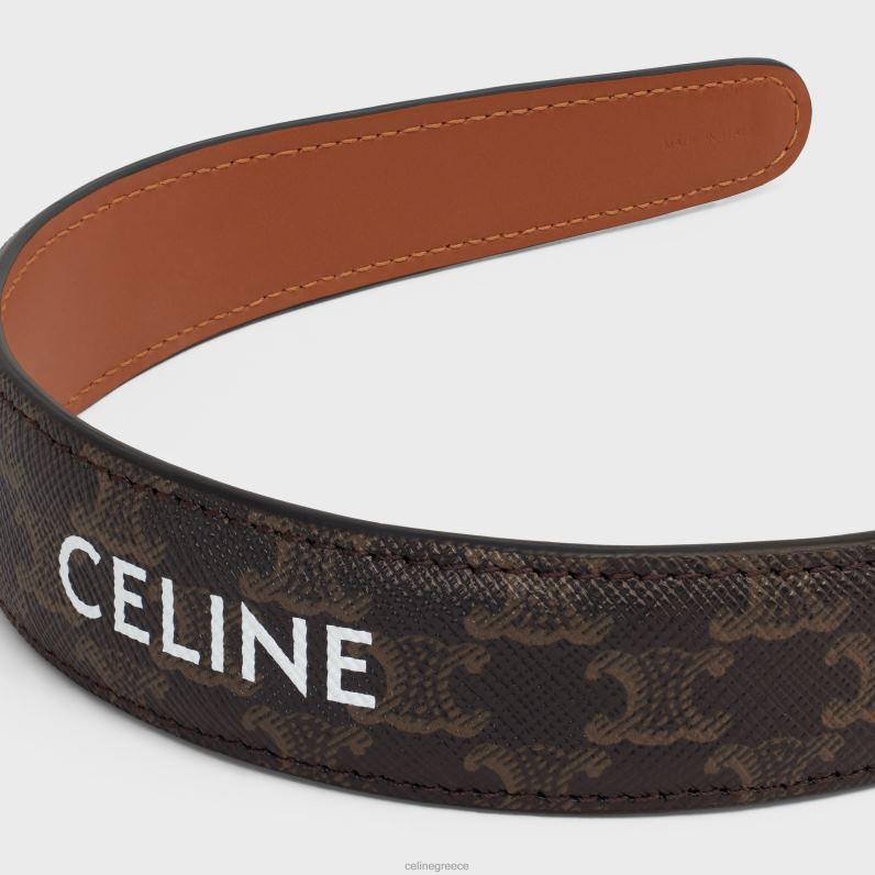 κεφαλόδεσμος σε καμβά triomphe & δέρμα μοσχαριού γυναίκες CELINE 640PT1249 αξεσουάρ χρυσός/μαύρισμα