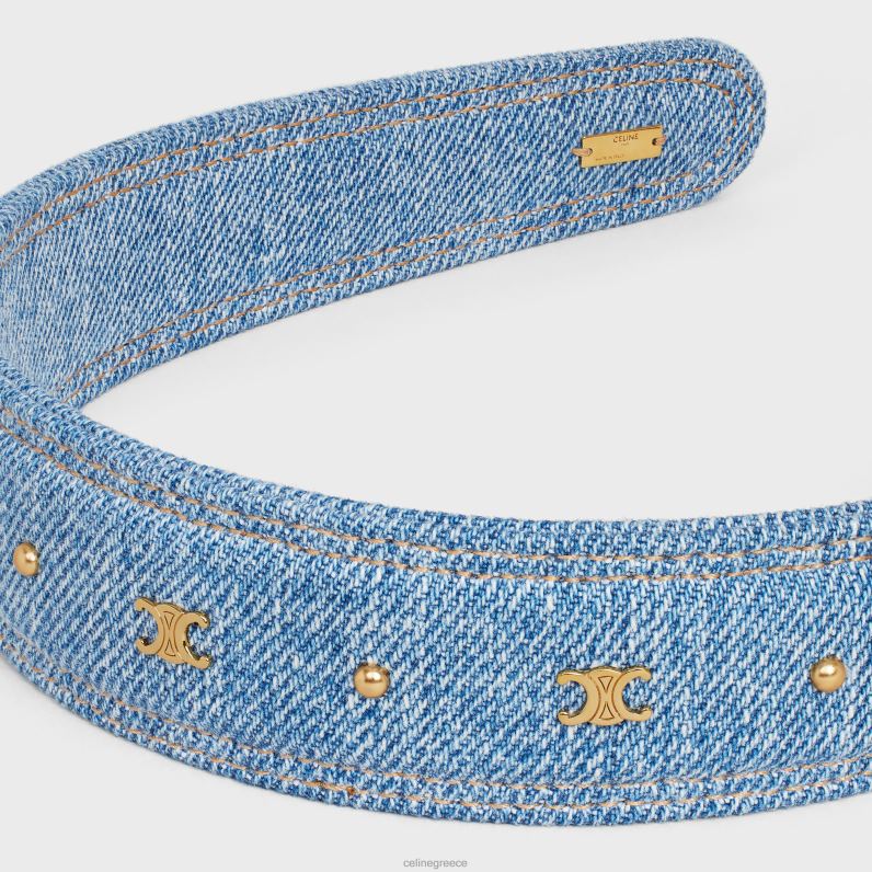 κεφαλόδεσμος triomphe από βαμβάκι και ορείχαλκο με χρυσό φινίρισμα γυναίκες CELINE 640PT1250 αξεσουάρ μπλε/χρυσό