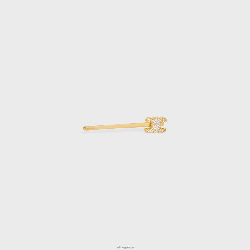 triomphe slide μαλλιών από ορείχαλκο με φινίρισμα & κρύσταλλα γυναίκες CELINE 640PT1245 αξεσουάρ χρυσός