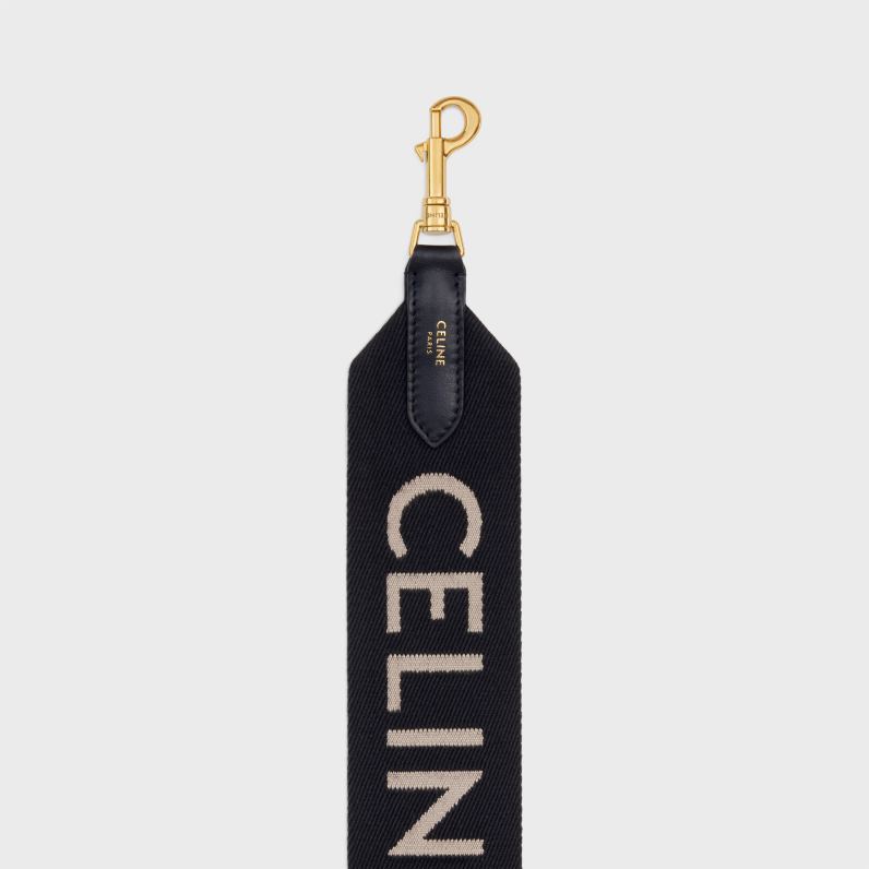 μακρύ λουράκι από μαλλί με ζακάρ γυναίκες CELINE 640PT514 αξεσουάρ μαύρο άσπρο