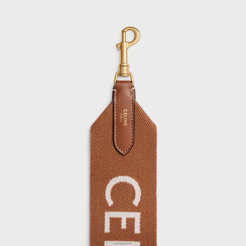 μακρύ λουράκι από μαλλί με ζακάρ με χρυσό φινίρισμα γυναίκες CELINE 640PT516 αξεσουάρ μαύρισμα/λευκό