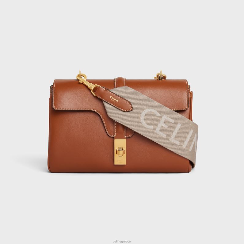 μακρύ λουράκι από μαλλί με ζακάρ γυναίκες CELINE 640PT517 αξεσουάρ μπεζ/λευκό