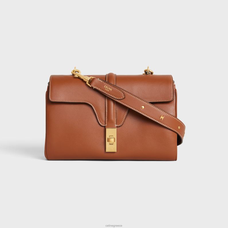 μακρύ λουράκι από λείο δέρμα μοσχαριού με καρφιά θριάμβου με χρυσό φινίρισμα γυναίκες CELINE 640PT521 αξεσουάρ βυρσοδέψω