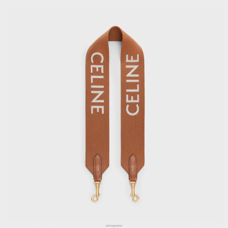 κοντό λουράκι από μαλλί με ζακάρ γυναίκες CELINE 640PT524 αξεσουάρ μαύρισμα/λευκό