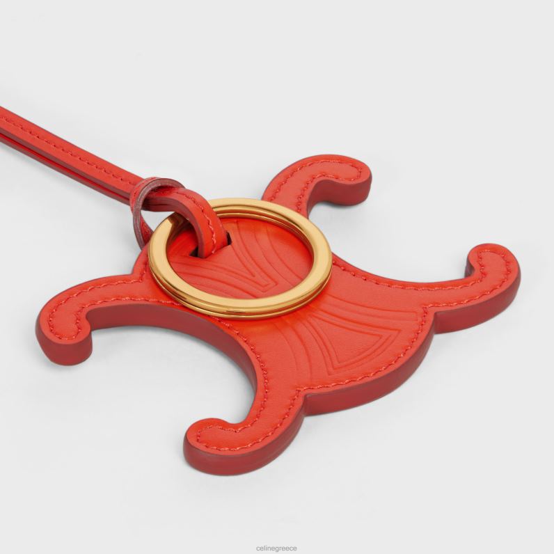 γούρι μπρελόκ triomphe σε απαλό δέρμα μοσχαριού γυναίκες CELINE 640PT528 αξεσουάρ φωτεινό κόκκινο