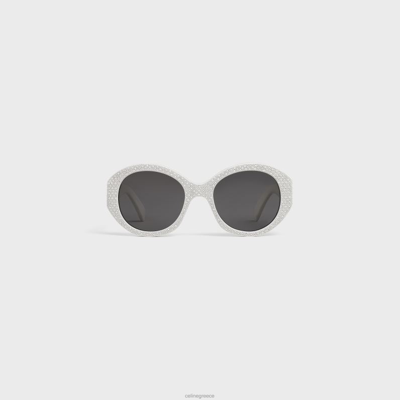 στρογγυλά γυαλιά ηλίου s240 σε acetate με κρύσταλλα γυναίκες CELINE 640PT1142 αξεσουάρ άσπρο