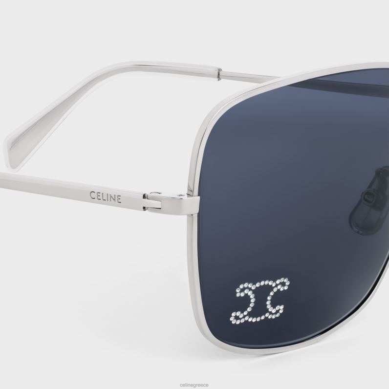 γυαλιά ηλίου triomphe rhinestone 01 από μέταλλο με κρύσταλλα γυναίκες CELINE 640PT1121 αξεσουάρ ασημί γκρι