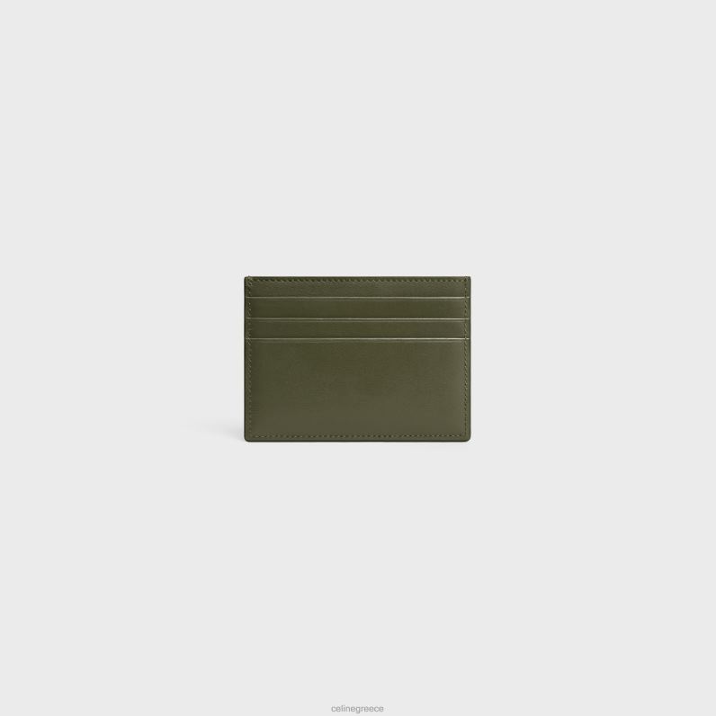 θήκη για κάρτες θριάμβου από γυαλιστερό δέρμα μοσχαριού γυναίκες CELINE 640PT401 αξεσουάρ μαύρη ελιά