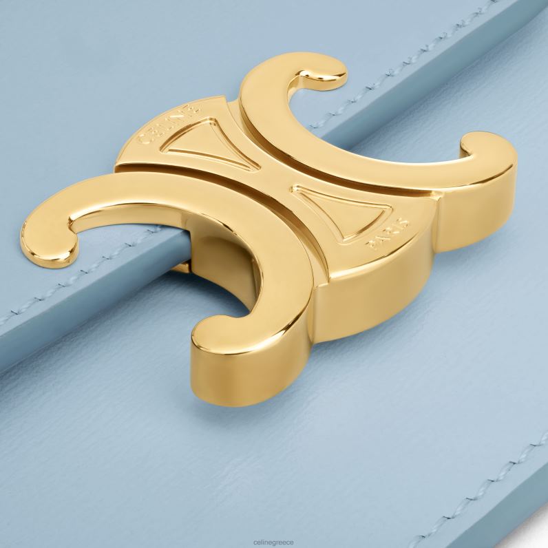 θήκη κάρτας με πτερύγιο θρίαμβο σε γυαλιστερό δέρμα μοσχαριού γυναίκες CELINE 640PT416 αξεσουάρ απαλό μπλε