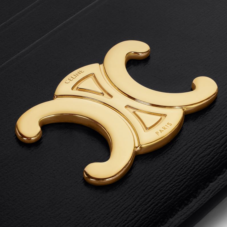 θήκη για κάρτες θριάμβου από γυαλιστερό δέρμα μοσχαριού γυναίκες CELINE 640PT486 αξεσουάρ μαύρος