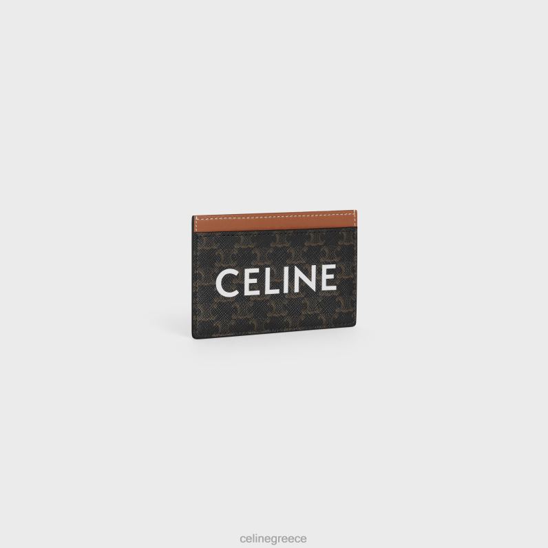 θήκη για κάρτες σε καμβά θριάμβου με εκτύπωση γυναίκες CELINE 640PT491 αξεσουάρ βυρσοδέψω