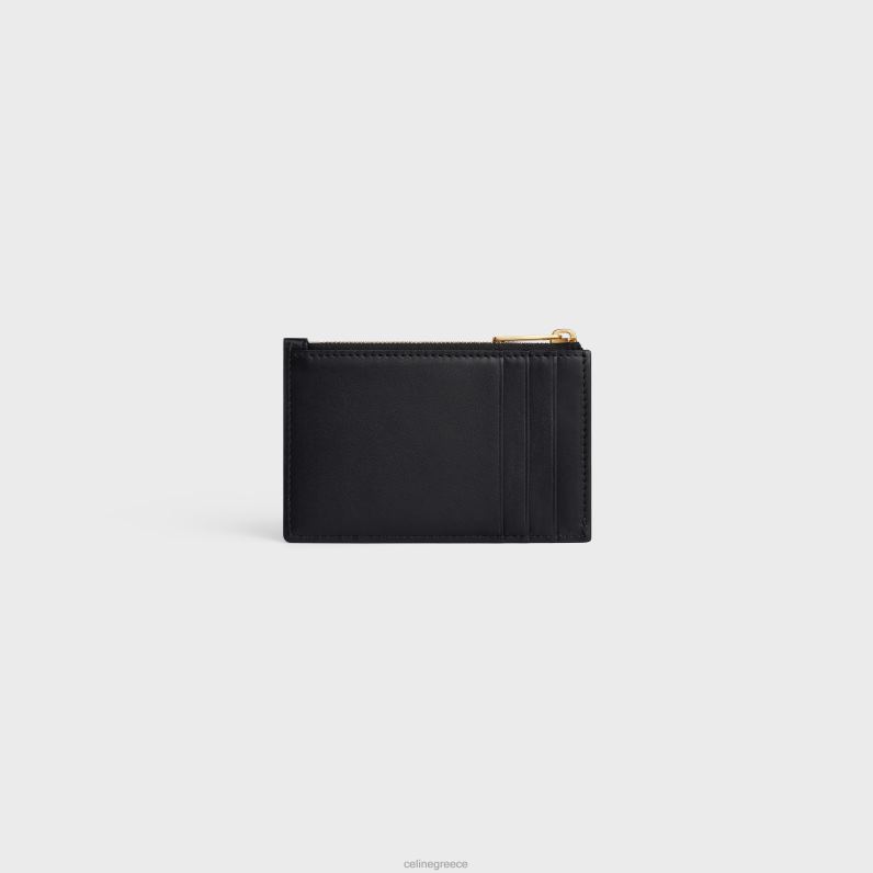κάρτα με φερμουάρ cuir triomphe σε γυαλιστερό δέρμα μοσχαριού γυναίκες CELINE 640PT499 αξεσουάρ μαύρος