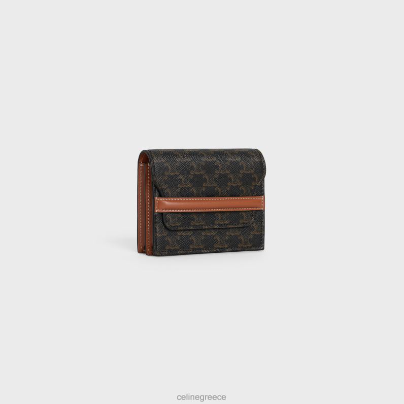 θήκη επαγγελματικής κάρτας σε καμβά triomphe & δέρμα αρνιού γυναίκες CELINE 640PT501 αξεσουάρ βυρσοδέψω