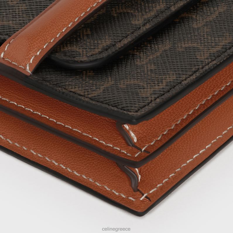 θήκη επαγγελματικής κάρτας σε καμβά triomphe & δέρμα αρνιού γυναίκες CELINE 640PT501 αξεσουάρ βυρσοδέψω