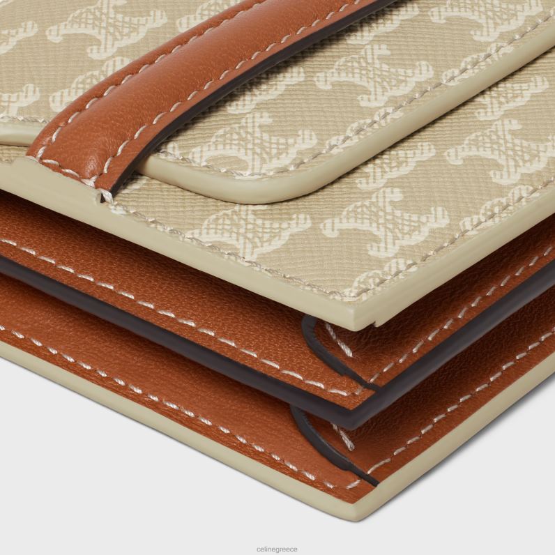 θήκη επαγγελματικής κάρτας σε καμβά triomphe & δέρμα αρνιού γυναίκες CELINE 640PT502 αξεσουάρ grege