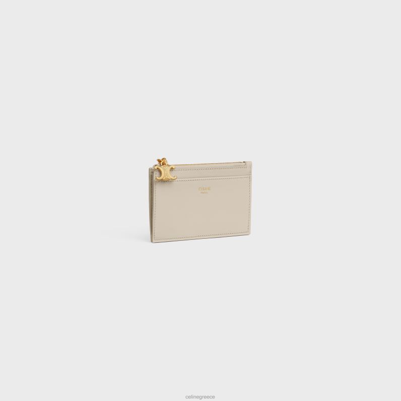 θήκη για κάρτες με φερμουάρ triomphe charms σε γυαλιστερό δέρμα μοσχαριού γυναίκες CELINE 640PT428 αξεσουάρ ελαφριά πέτρα
