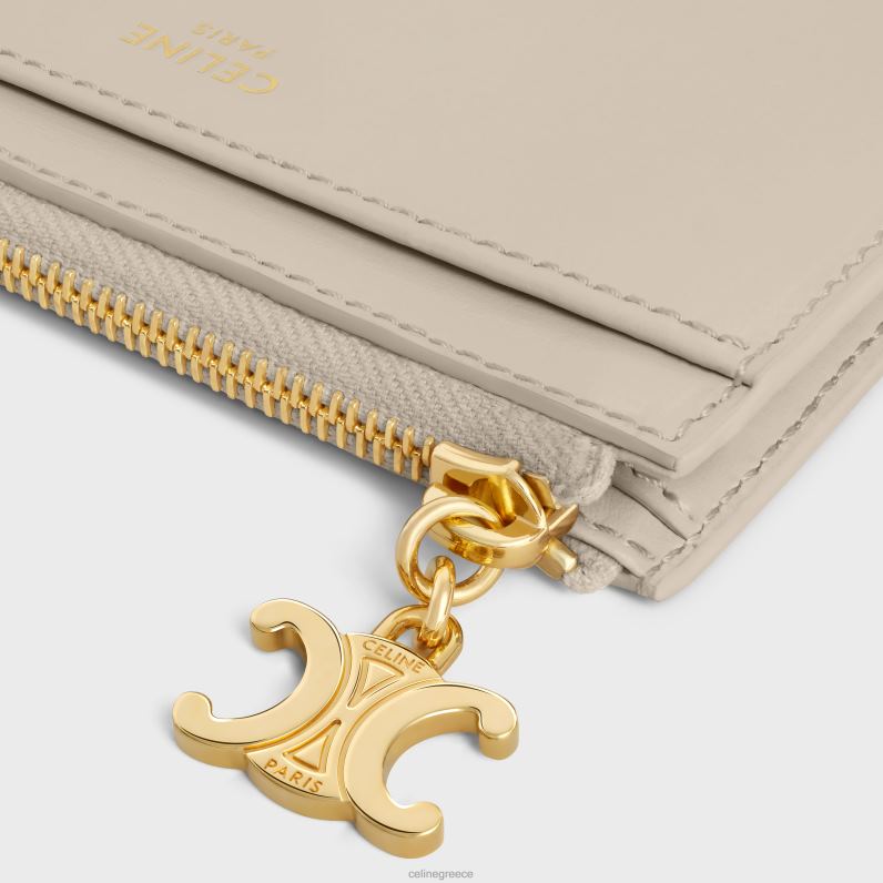 θήκη για κάρτες με φερμουάρ triomphe charms σε γυαλιστερό δέρμα μοσχαριού γυναίκες CELINE 640PT428 αξεσουάρ ελαφριά πέτρα