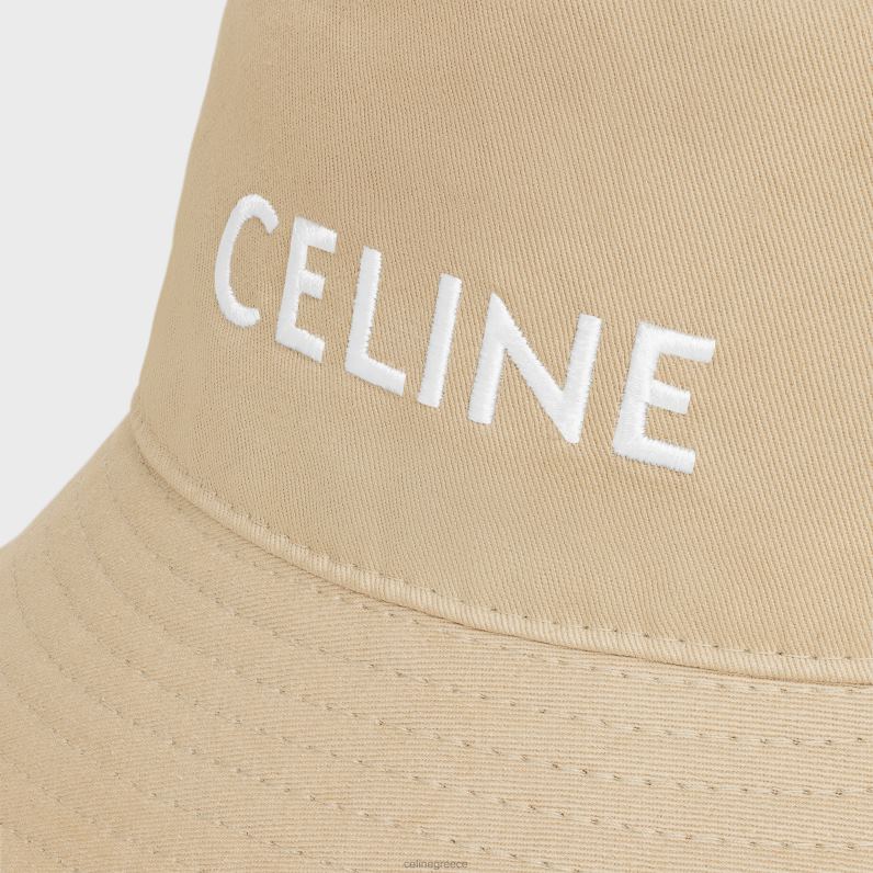 καπέλο κουβά από βαμβακερή γαμπαρντίνα γυναίκες CELINE 640PT1044 αξεσουάρ μπισκότο
