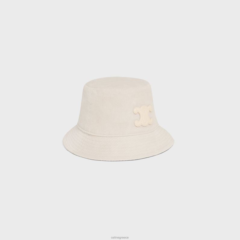 καπέλο κουβά θριάμβου σε κοτλέ γυναίκες CELINE 640PT1045 αξεσουάρ υπόλευκο