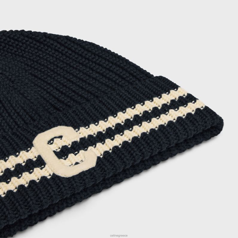 αρχική κουκούλα από βαμβάκι άνδρες CELINE 640PT2174 αξεσουάρ ναυτικό/εκρού