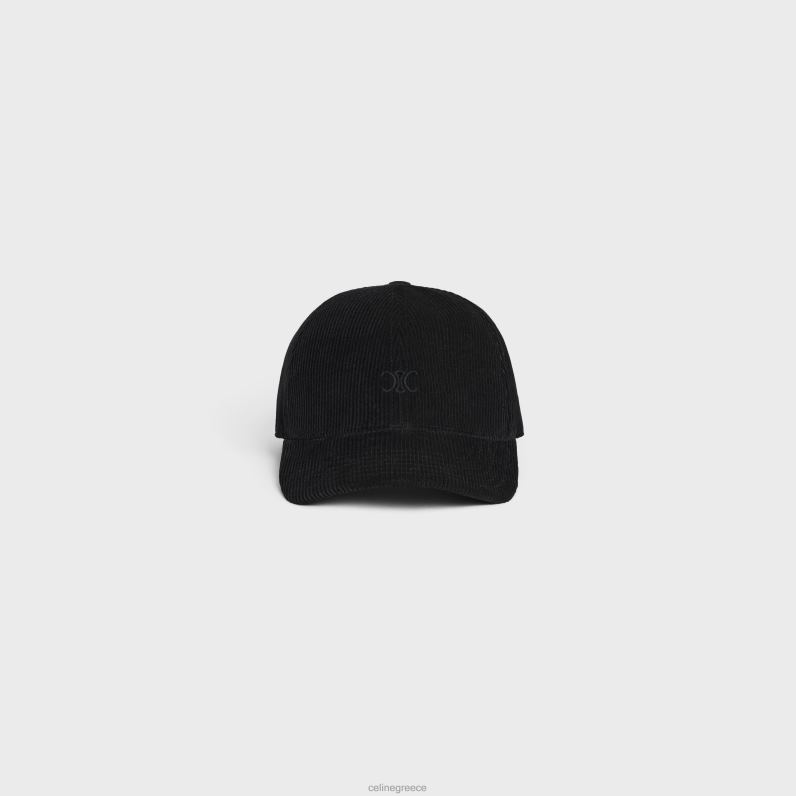καπέλο του μπέιζμπολ σε κοτλέ άνδρες CELINE 640PT2177 αξεσουάρ μαύρος