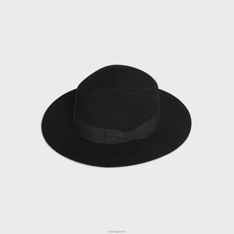 καπέλο Fedora σε τσόχα άνδρες CELINE 640PT2253 αξεσουάρ μαύρος