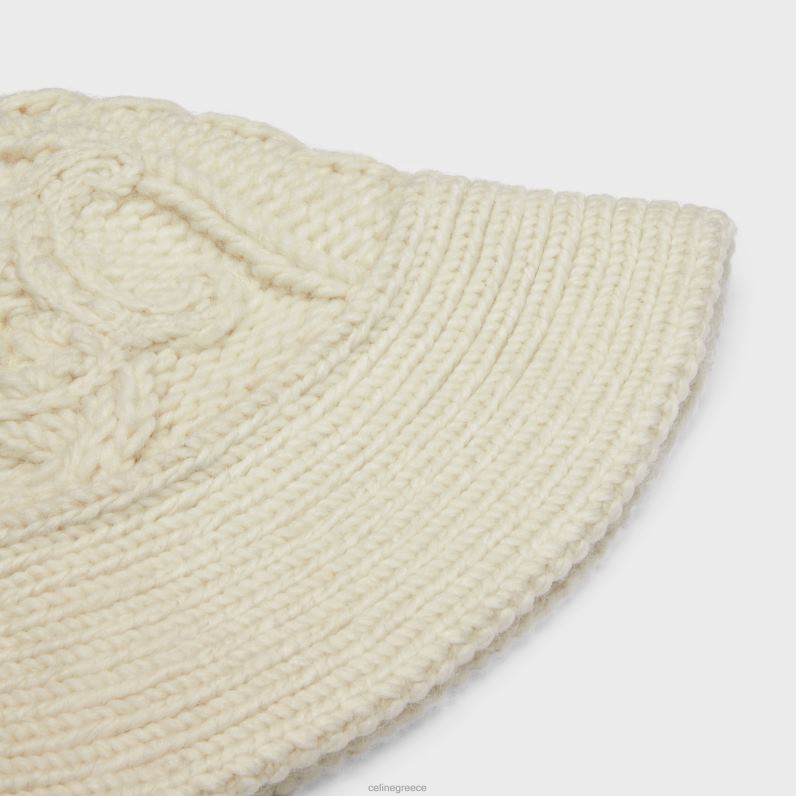 καπέλο cloche από μαλλί triomphe aran alpaca γυναίκες CELINE 640PT1189 αξεσουάρ υπόλευκο