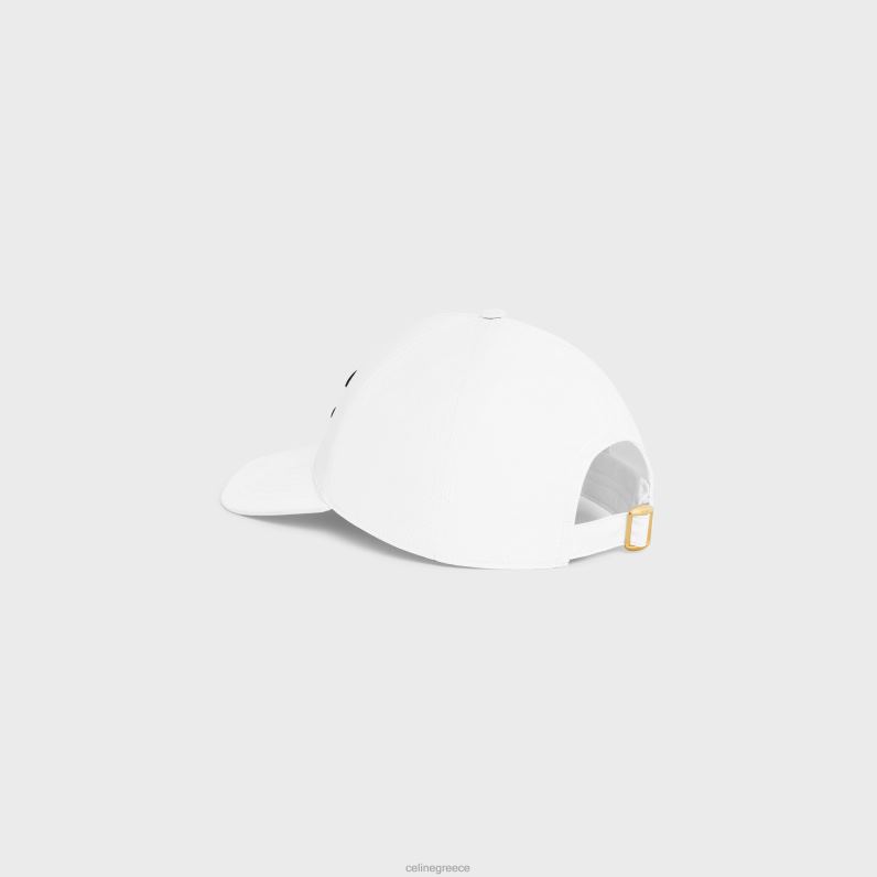 καπέλο μπέιζμπολ triomphe από βαμβάκι γυναίκες CELINE 640PT1161 αξεσουάρ άσπρο