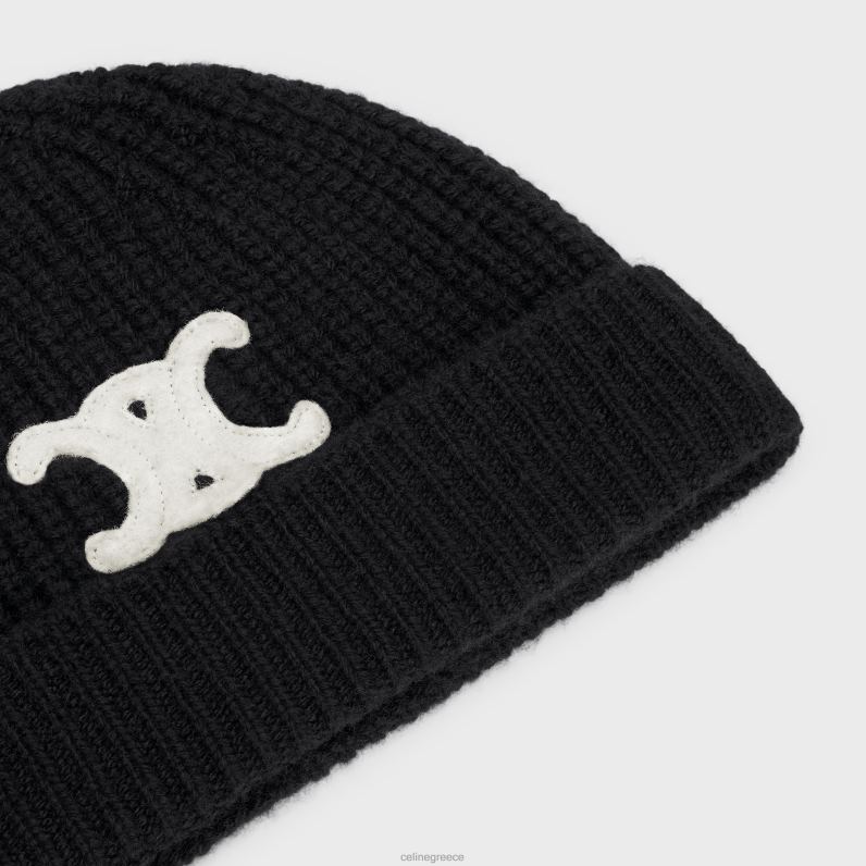 triomphe beanie από κασμίρι χωρίς ραφή γυναίκες CELINE 640PT1172 αξεσουάρ μαύρος