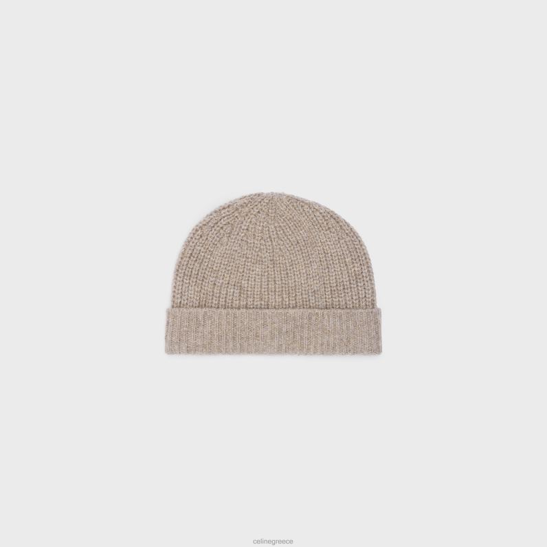 triomphe beanie από κασμίρι χωρίς ραφή γυναίκες CELINE 640PT1173 αξεσουάρ άμμος