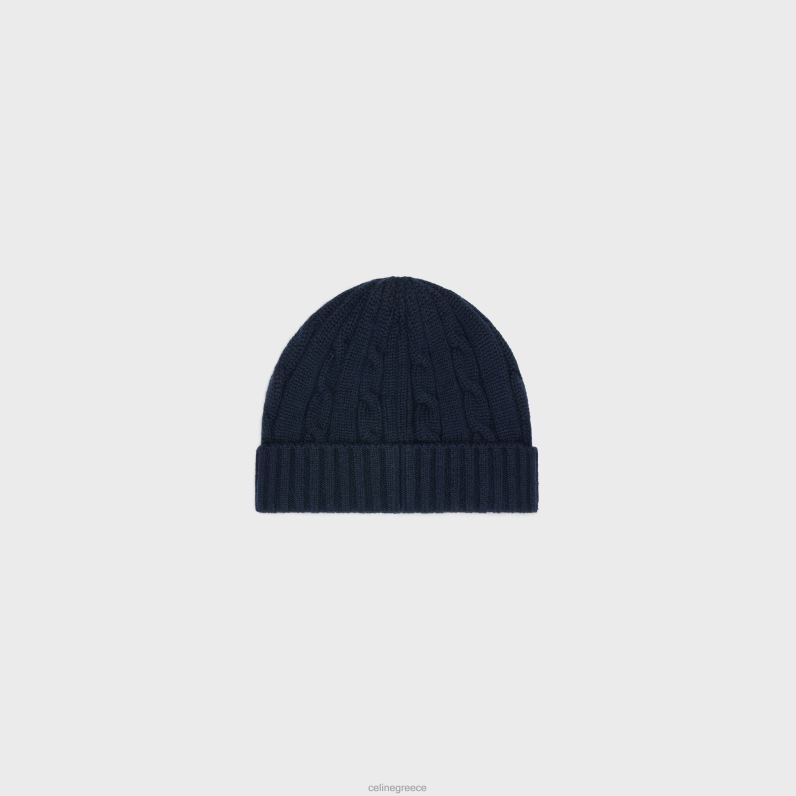 πλεκτό καλώδιο triomphe beanie από κασμίρ γυναίκες CELINE 640PT1179 αξεσουάρ ΠΟΛΕΜΙΚΟ ΝΑΥΤΙΚΟ
