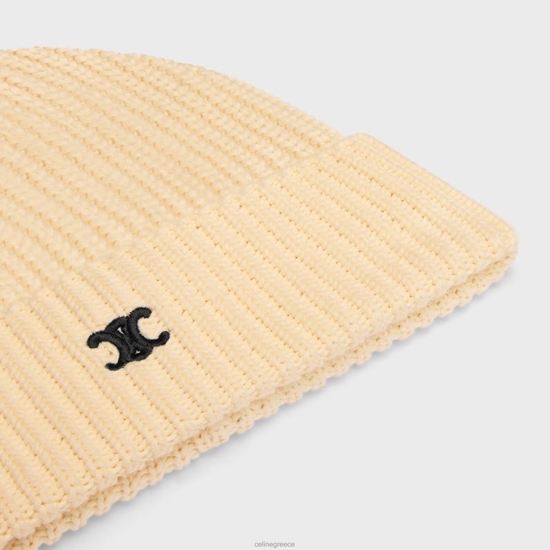 triomphe beanie από βαμβάκι άνδρες CELINE 640PT2176 αξεσουάρ υπόλευκο