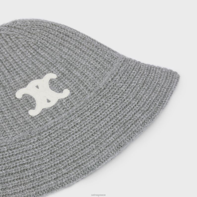 triomphe cloche beanie από κασμίρ γυναίκες CELINE 640PT1170 αξεσουάρ μέτριο γκρι