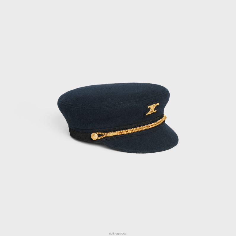 triomphe sailor cap από μάλλινο ύφασμα γυναίκες CELINE 640PT1195 αξεσουάρ σκοτεινό ναυτικό