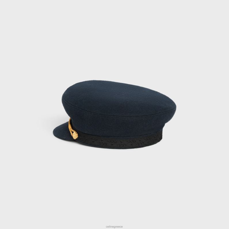 triomphe sailor cap από μάλλινο ύφασμα γυναίκες CELINE 640PT1195 αξεσουάρ σκοτεινό ναυτικό
