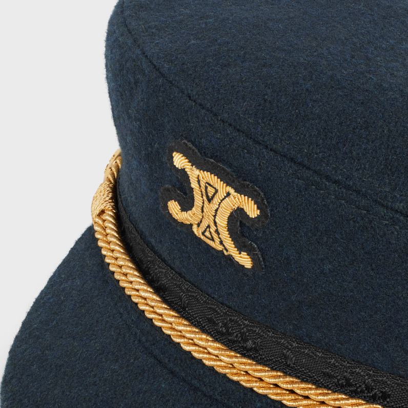 triomphe sailor cap από μάλλινο ύφασμα γυναίκες CELINE 640PT1195 αξεσουάρ σκοτεινό ναυτικό