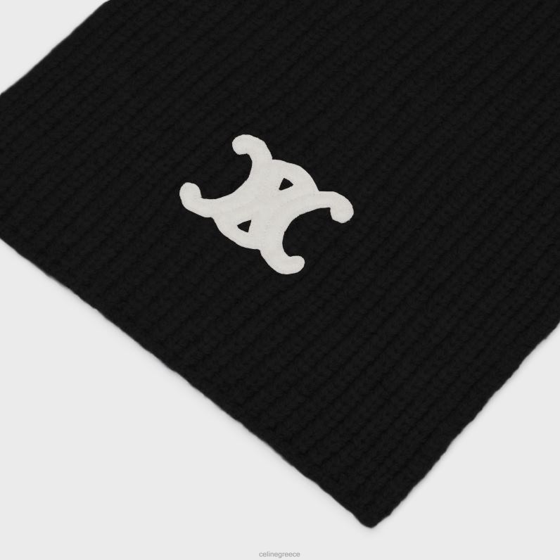 κασκόλ θριάμβου από κασμίρι χωρίς ραφή γυναίκες CELINE 640PT1169 αξεσουάρ μαύρος