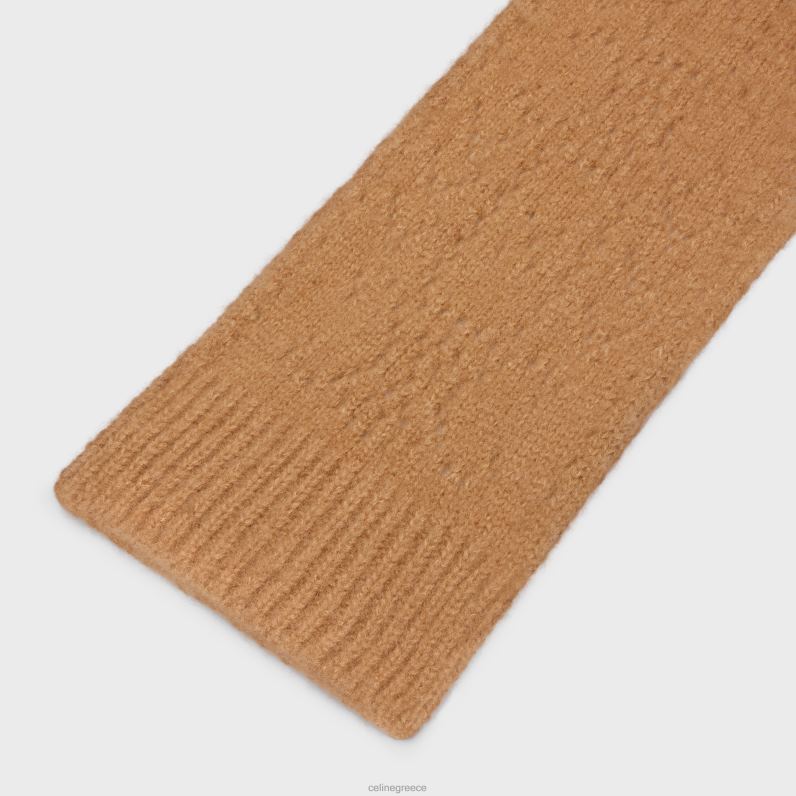 Κασκόλ από κασμίρ & μεταξωτό πουέντ γυναίκες CELINE 640PT1177 αξεσουάρ καμήλα