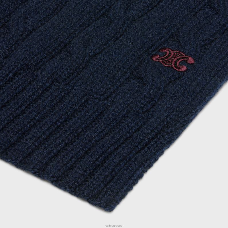 Κασκόλ θριαμβικό πλεκτό με καλώδιο από κασμίρ γυναίκες CELINE 640PT1180 αξεσουάρ ΠΟΛΕΜΙΚΟ ΝΑΥΤΙΚΟ